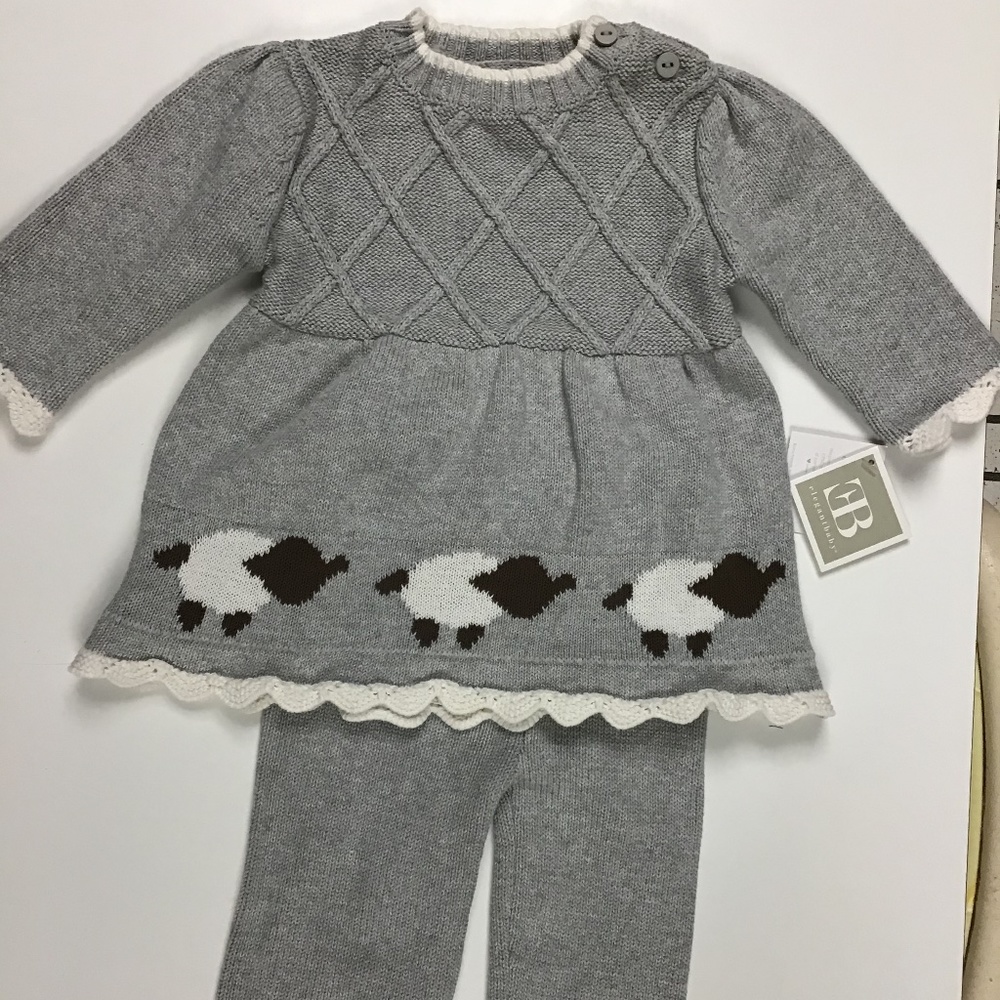 New Elegant Baby Cotton  Knit Set, Size 6 mos.